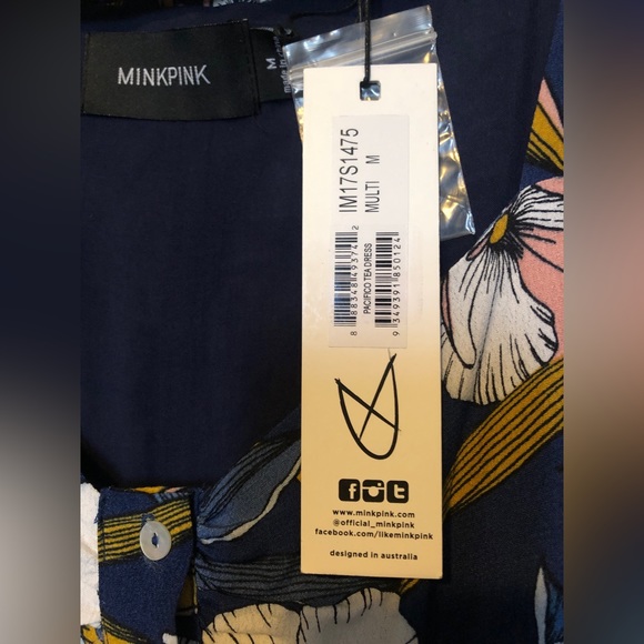 *NWT* MINKPINK Pacifico Tea Dress - floral short sleeve button front mini Size M - Picture 2 of 9